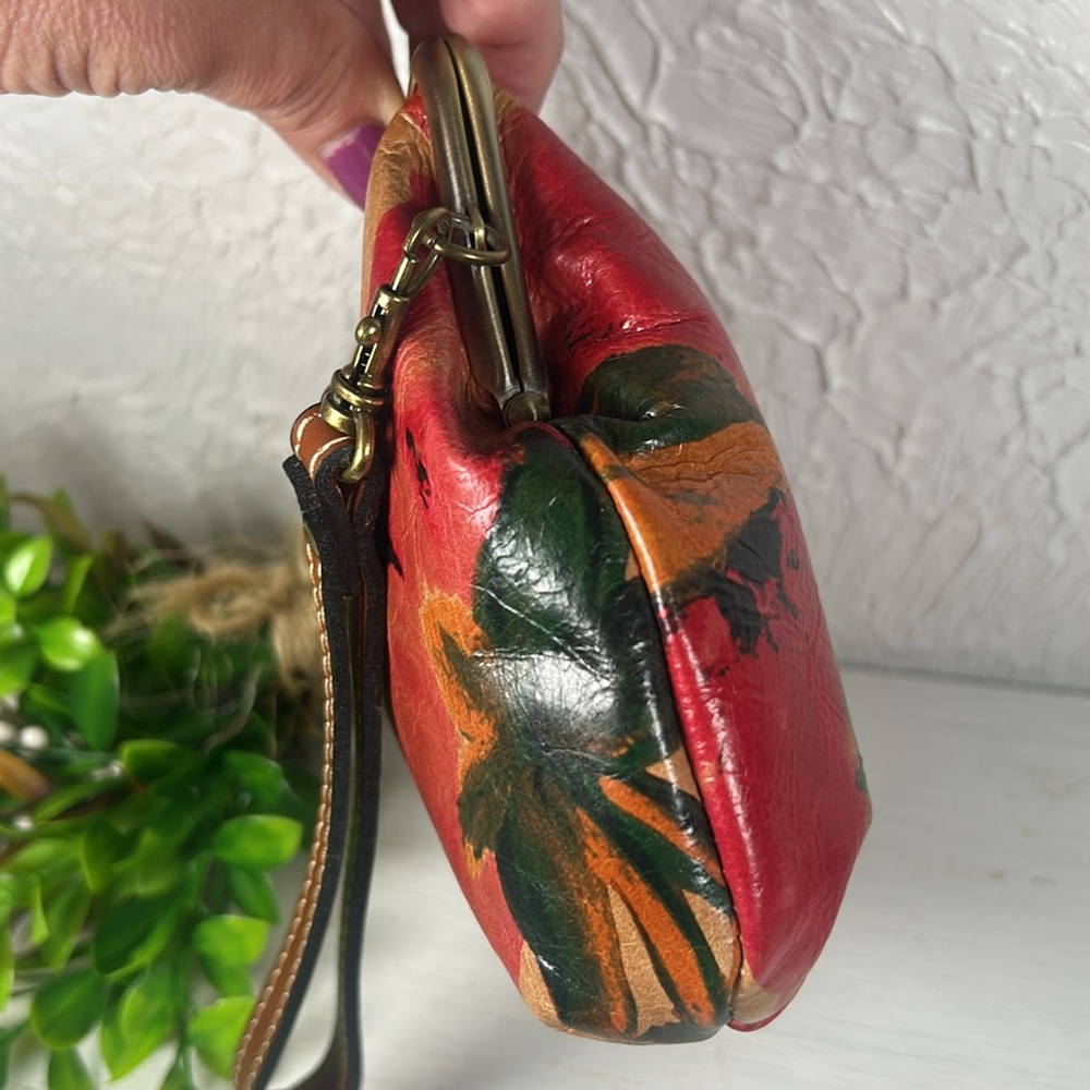 Patricia Nash Floral Wristlet Clutch KISS Lock Leather Purse Patricia Nash - Picture 4 of 16